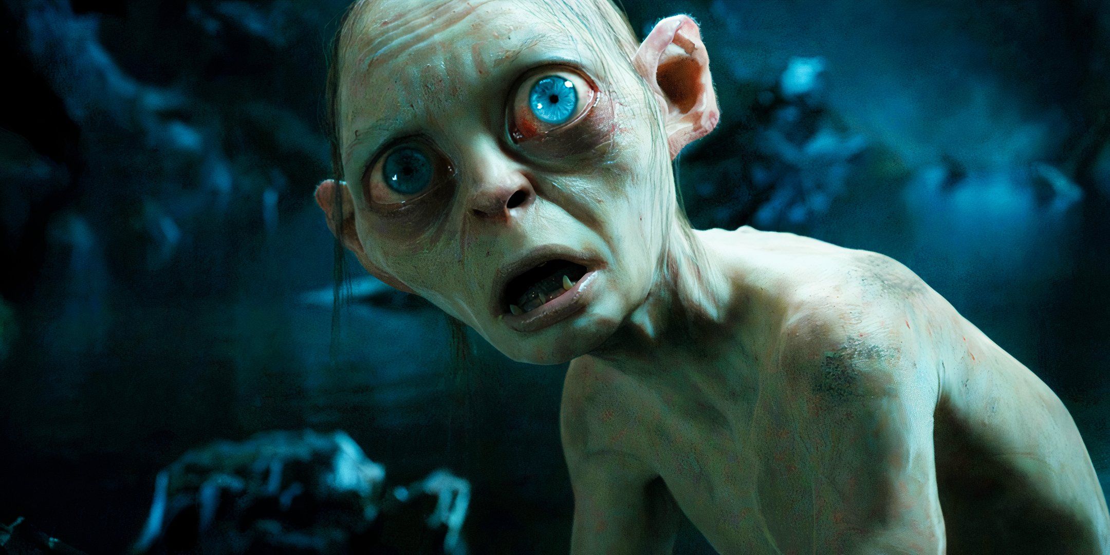 Andy Serkis' Gollum looking shocking and disappointed in The Hobbit An Unexpected Journey