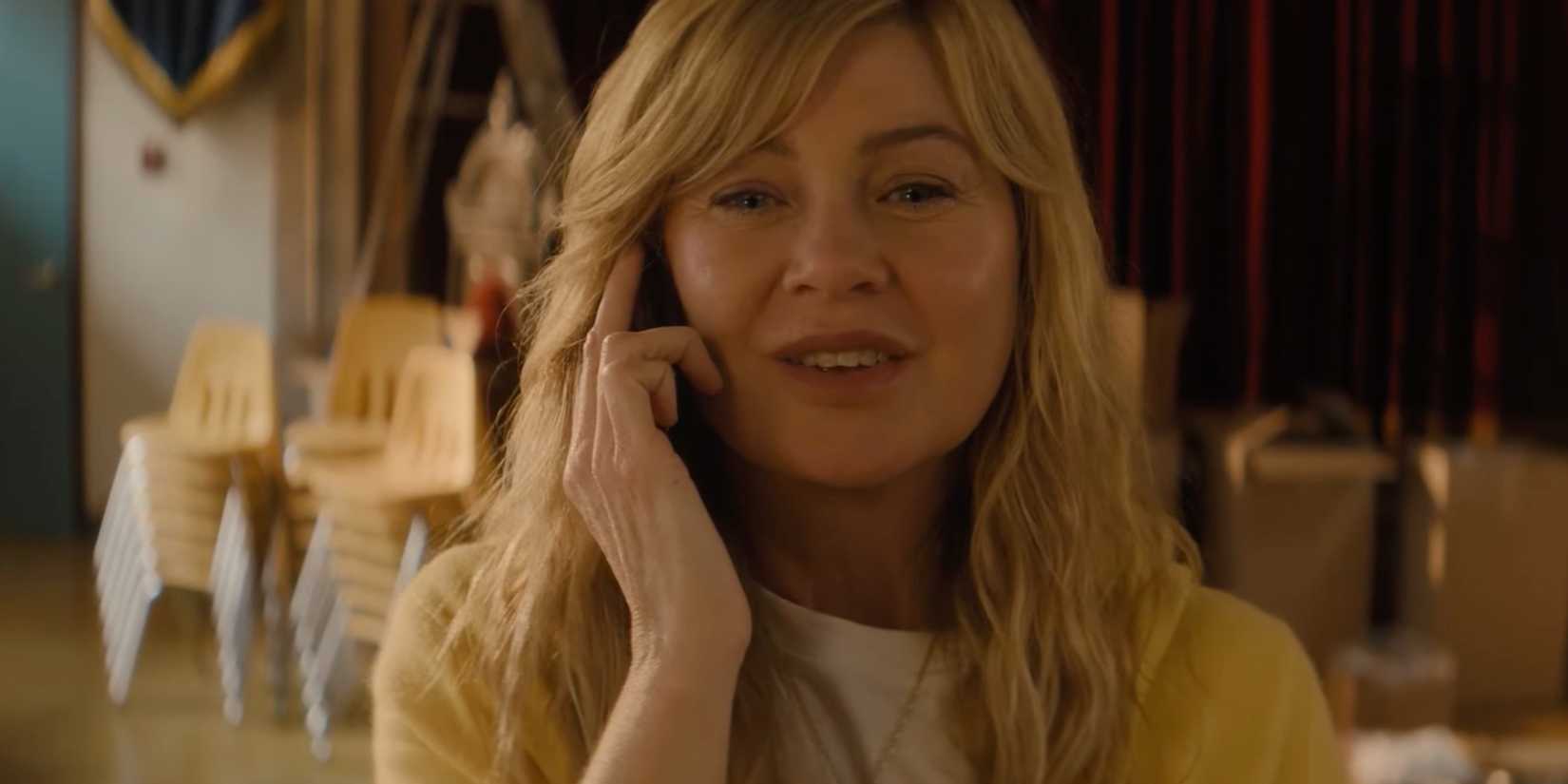 Good American Family Ellen Pompeo looking happy while talking on the phone 