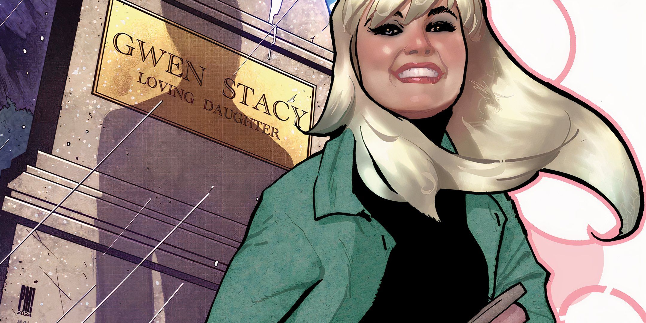 Gwen Stacy Smiling Next to Gravestone Marvel