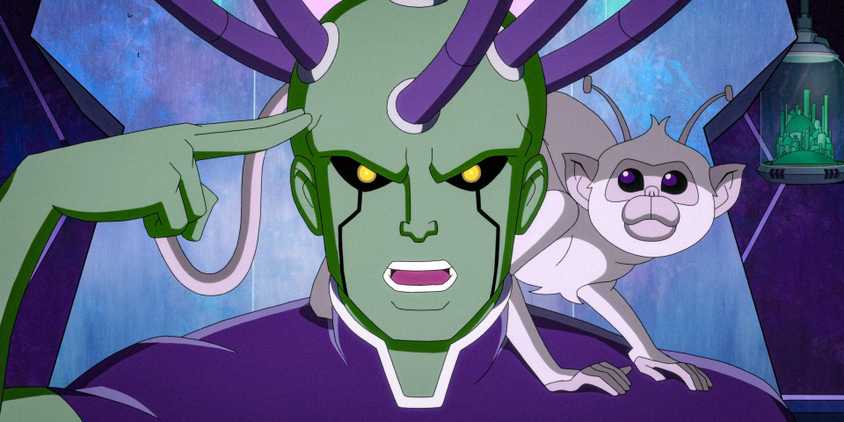 Brainiac, possessor of infinite knowledge in Harley Quinn Season 5 Ep 4