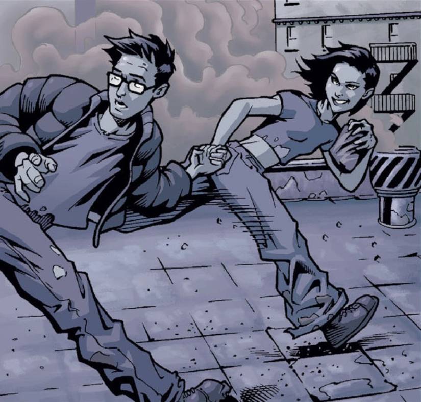 Harth And Mel Fleeing On The Rooftops in Buffy the Vampire Slayer comics