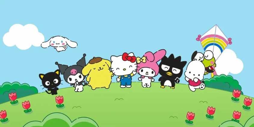 Hello Kitty Standing with Her Friends in a Field
