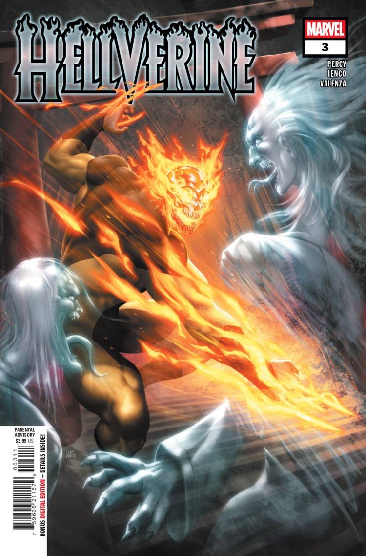 Hellverine #3 cover featuring Hellverine fighting demonic ghosts.
