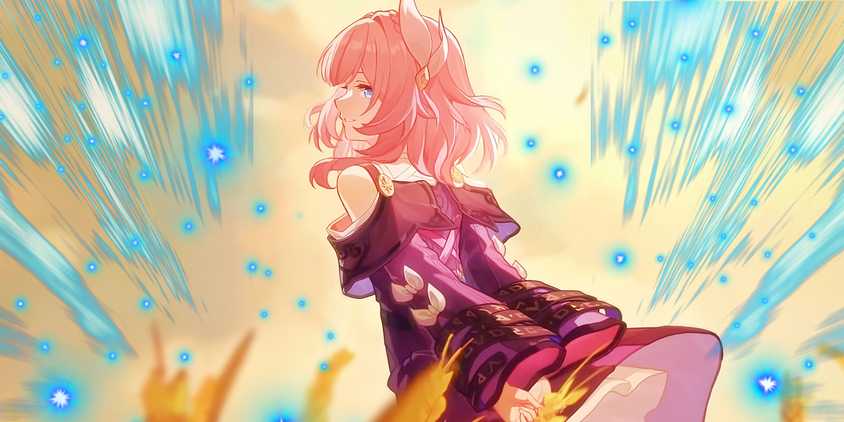 Honkai Star Rail's Cyrene looks back at the viewer.