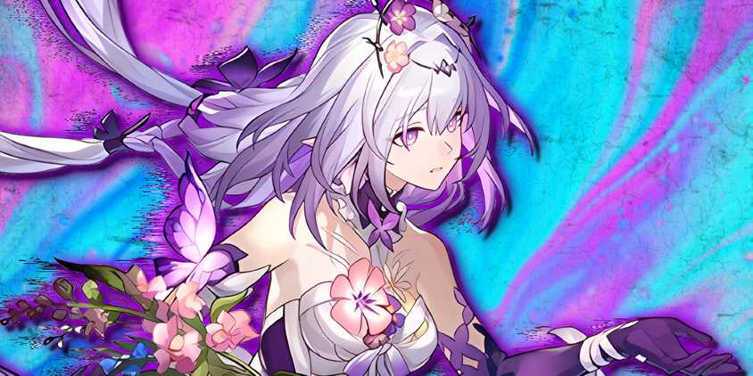 Honkai Star Rail's Castorice glitches in front of a colorful surface.