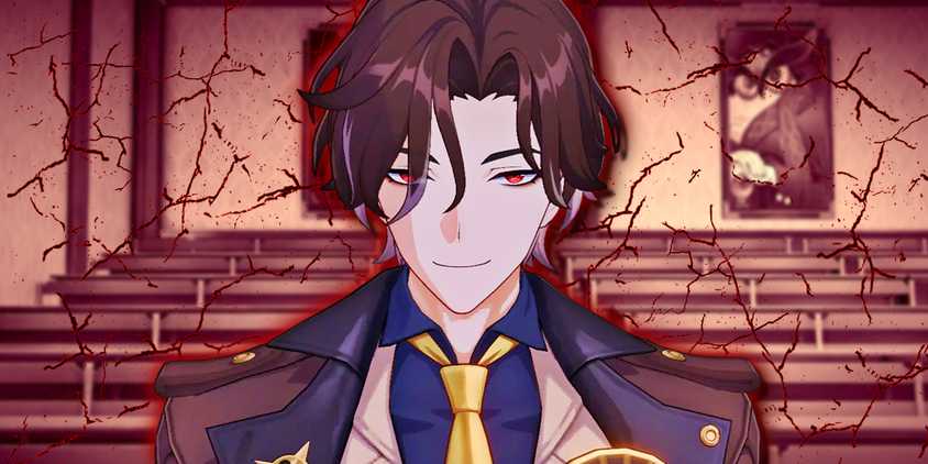 Honkai Star Rail's Mr. Reca smirks in Paperfold University.