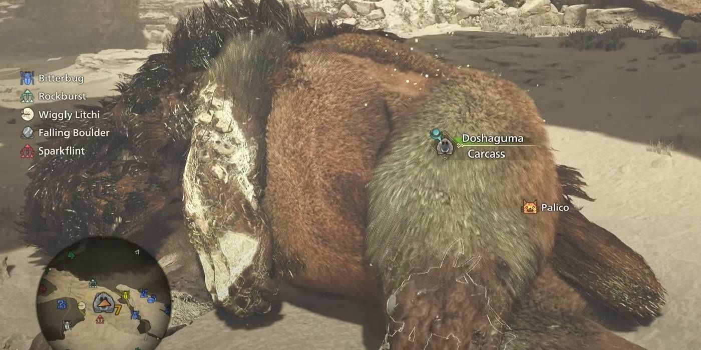 Monster Hunter Wilds sculpting the body of the Monster of Doshaguma for rewards