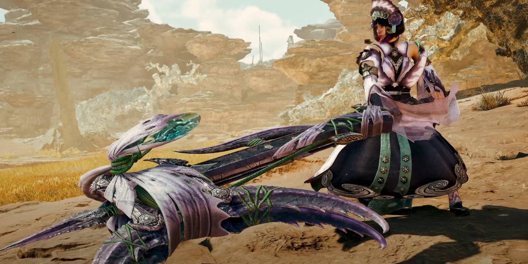 Monster Hunter Wilds hunter using a Switch Axe weapon