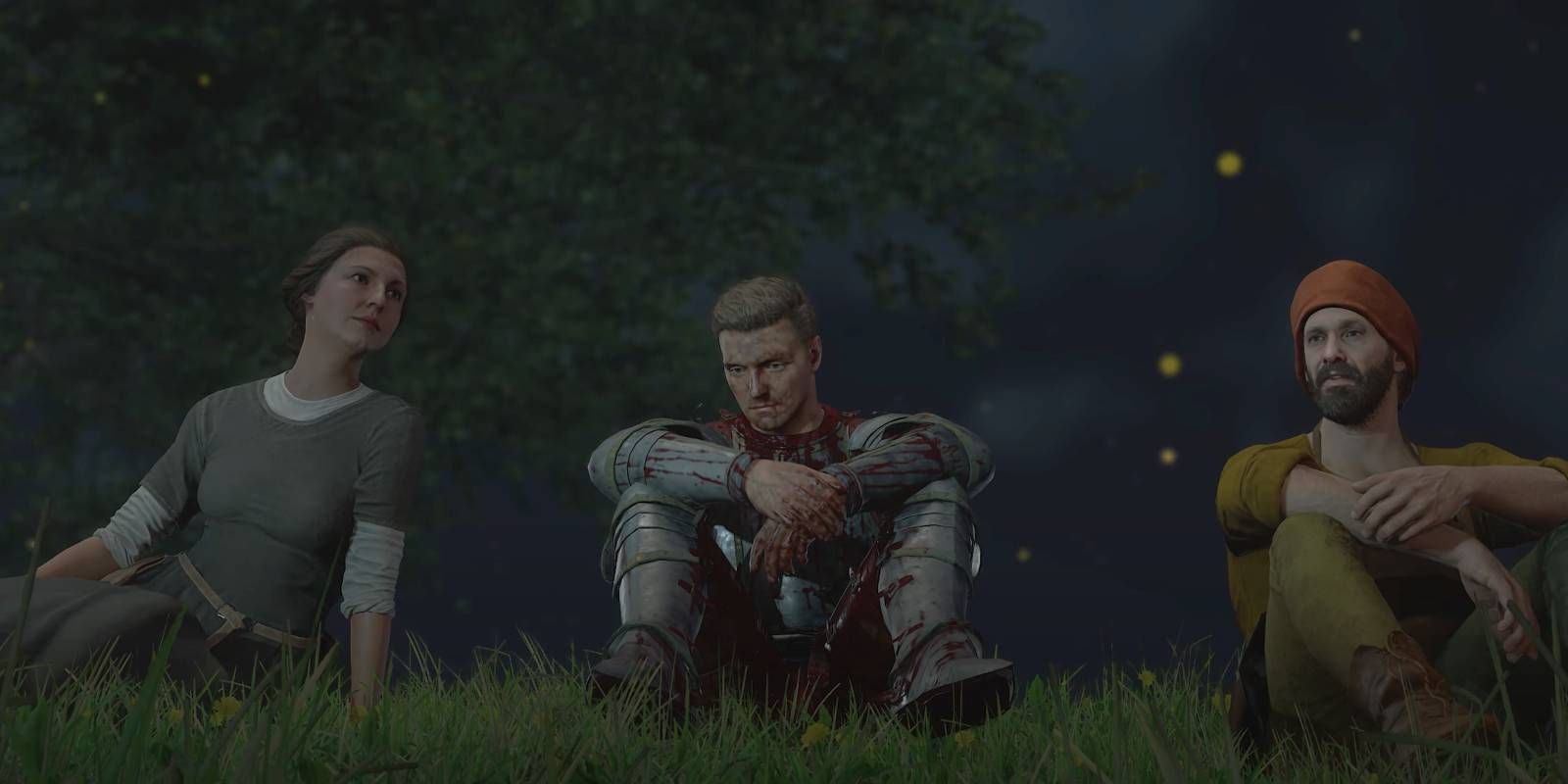 Kingdom Come Deliverance 2 Henry talking to ghosts of his parents during the game's ending