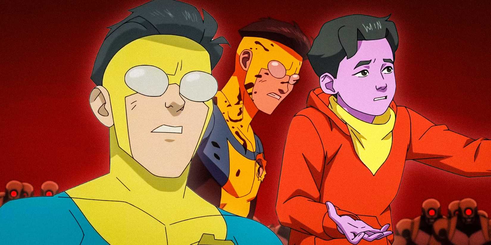 Custom image of Mark Grayson and Oliver looking sad and angry in Invincible