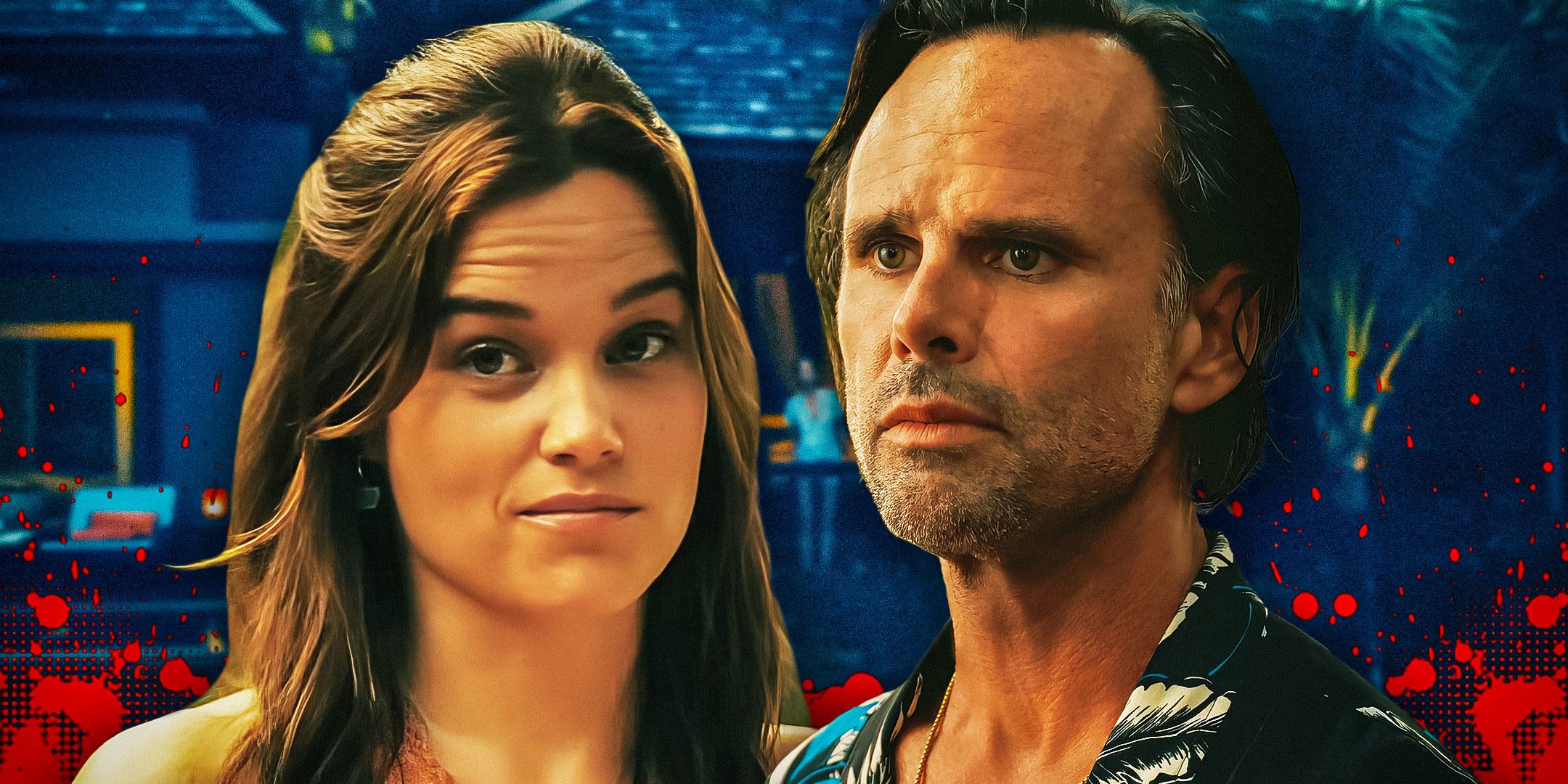 Sarah Catherine Hook as Piper Ratliff and Walton Goggins as Rick Hatchett in The White Lotus season 3