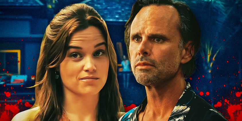 Sarah Catherine Hook as Piper Ratliff and Walton Goggins as Rick Hatchett in The White Lotus season 3