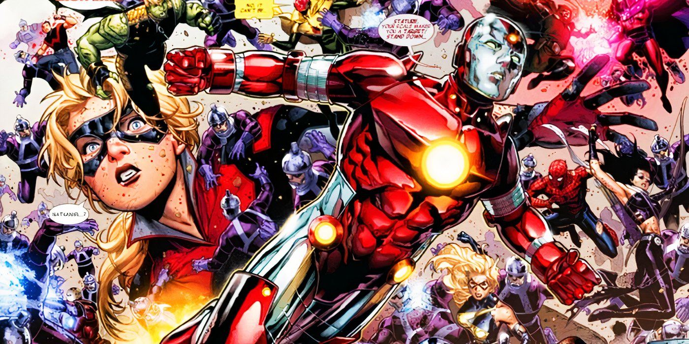 Iron Lad with other heroes in Marvel Comics