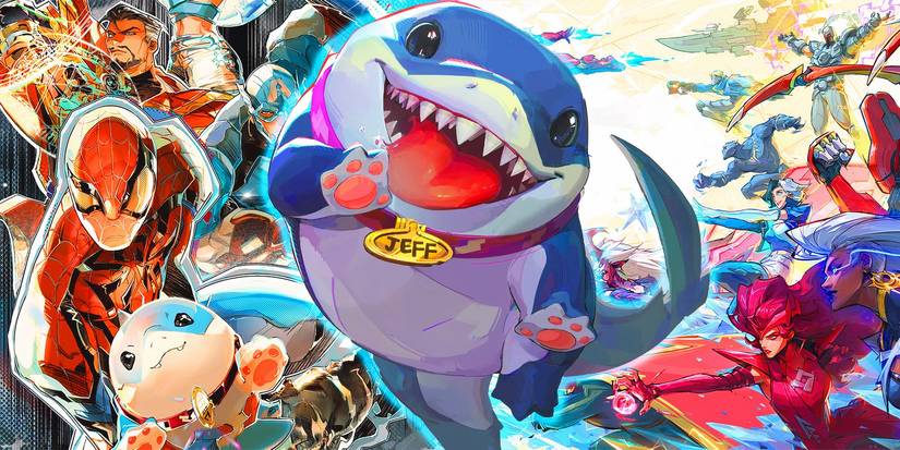 jeff-the-land-shark-marvel-comics-surrounded-by-the-marvel-rivals-comics-and-the-game-poster