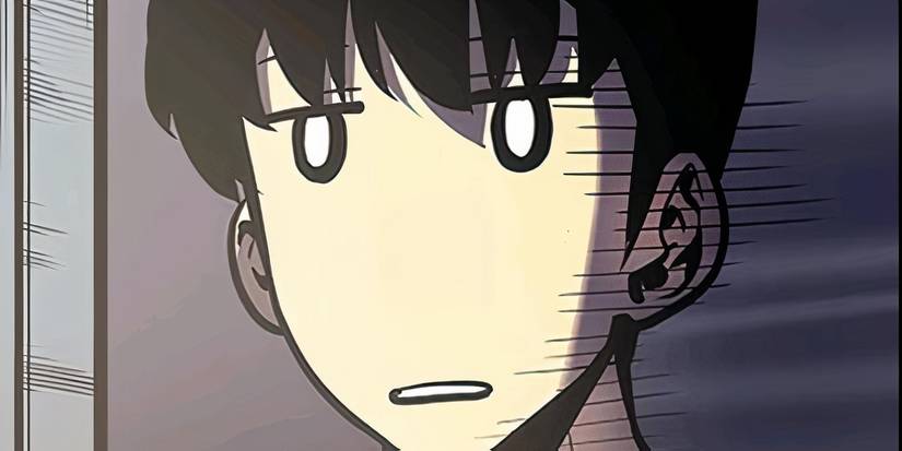 Sung Jinwoo looking dazed in the Solo Leveling webtoon.