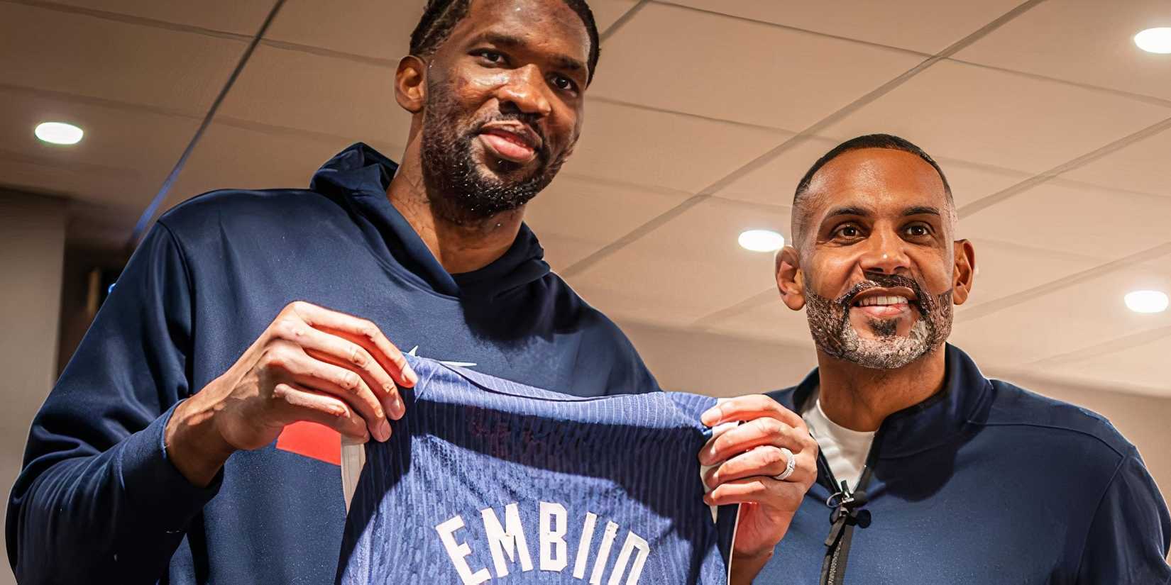 Joel Embiid and Grant Hill