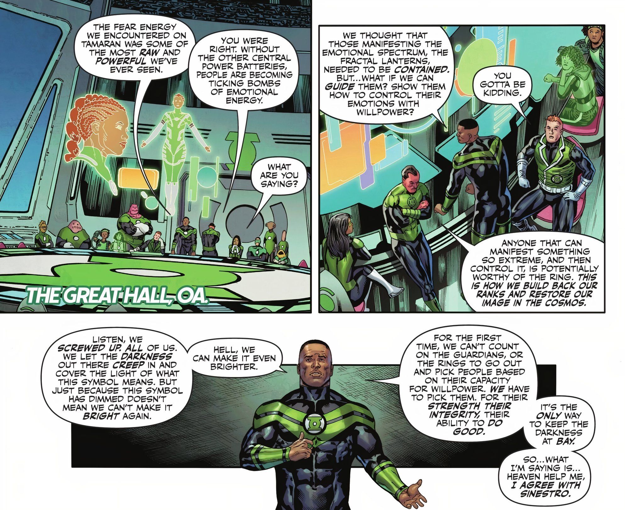 John and Sinestro Argue in Defense of Fractal Lanterns DC