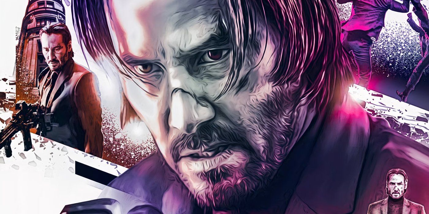 Close-up illustration of John Wick&rsquo;s face.