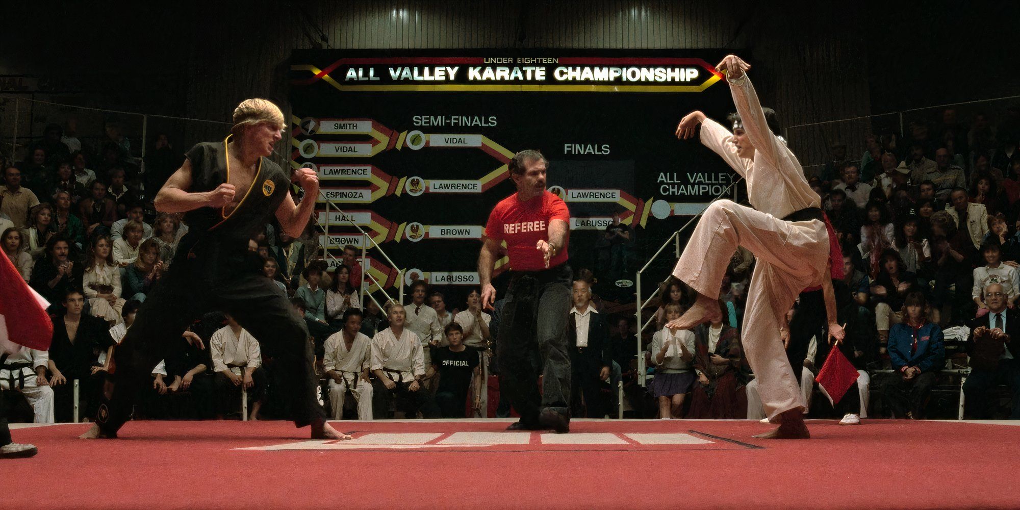 Johnny and Daniel fight in The Karate Kid.