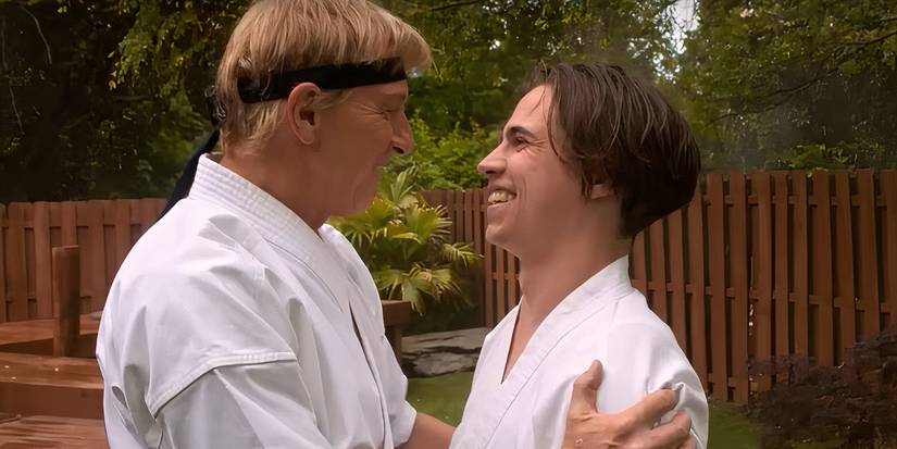 William Zabka as Johnny Lawrence and Tanner Buchanan as Robby Keene in Cobra Kai season 6 part 3.