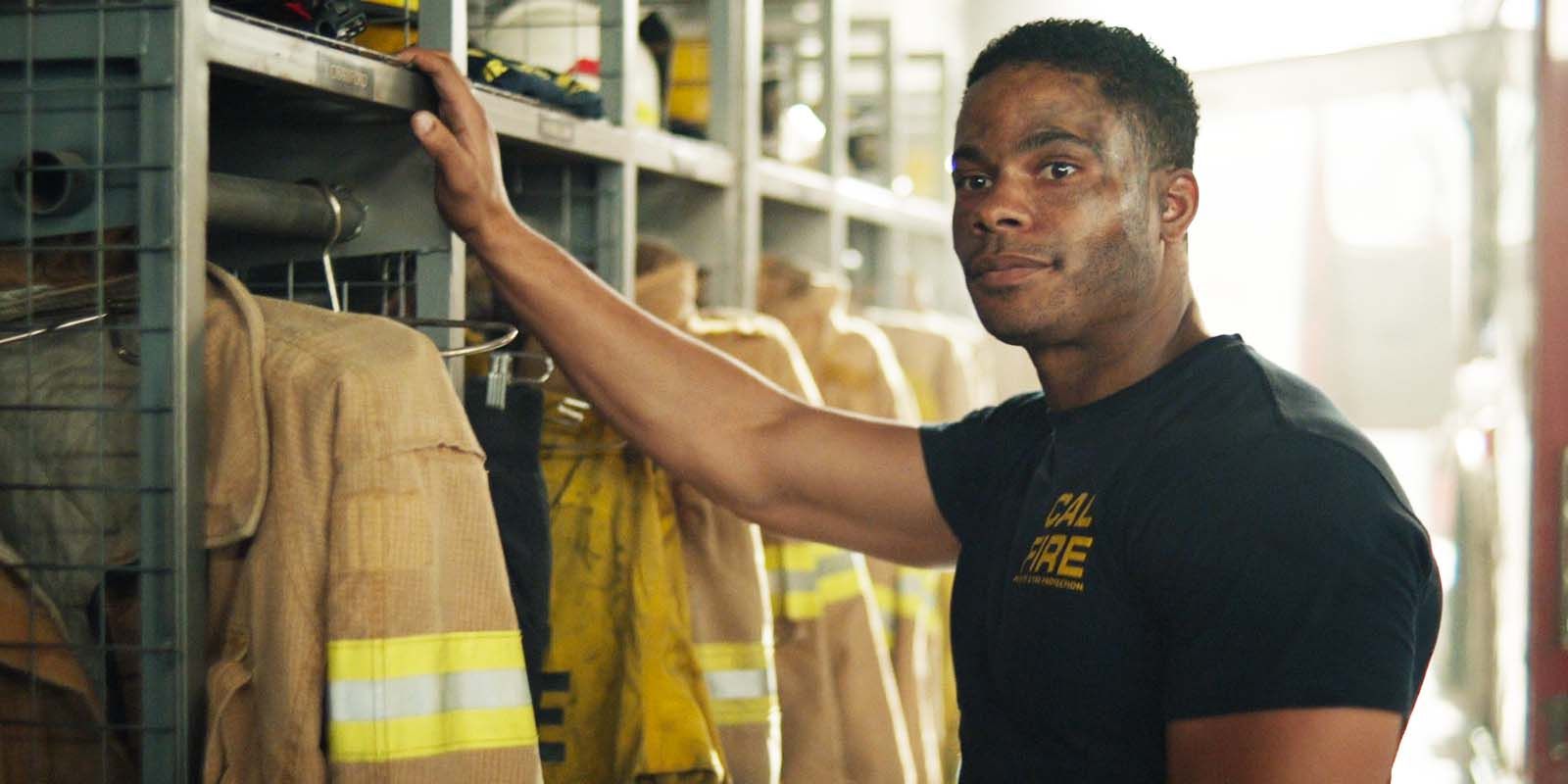 Jordan Calloway as Jake Crawford in the third season of Fire Country, episode 9