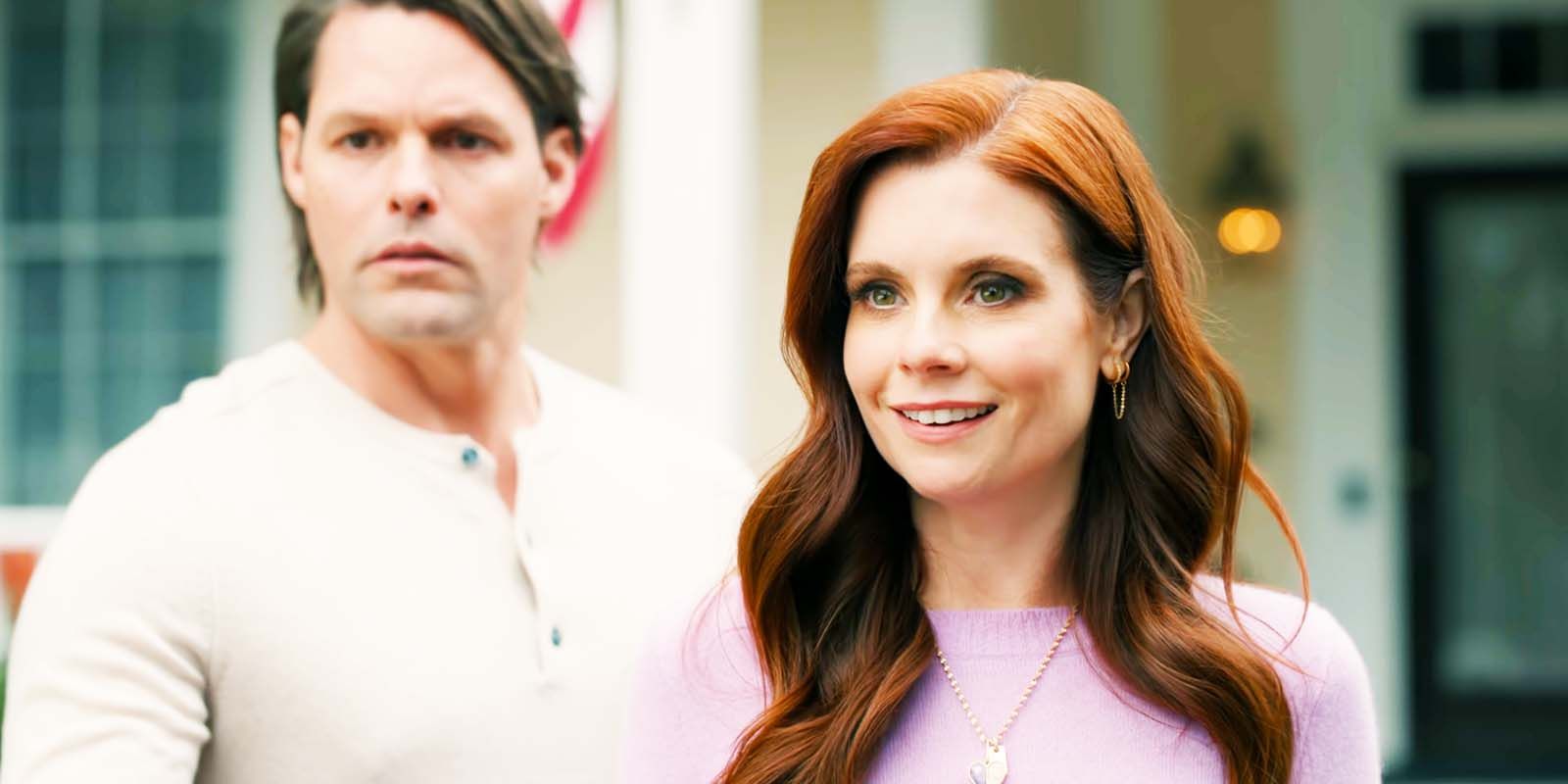 Justin Bruening as Cal and JoAnna Garcia Swisher as Maddie in Sweet Magnolias season 4