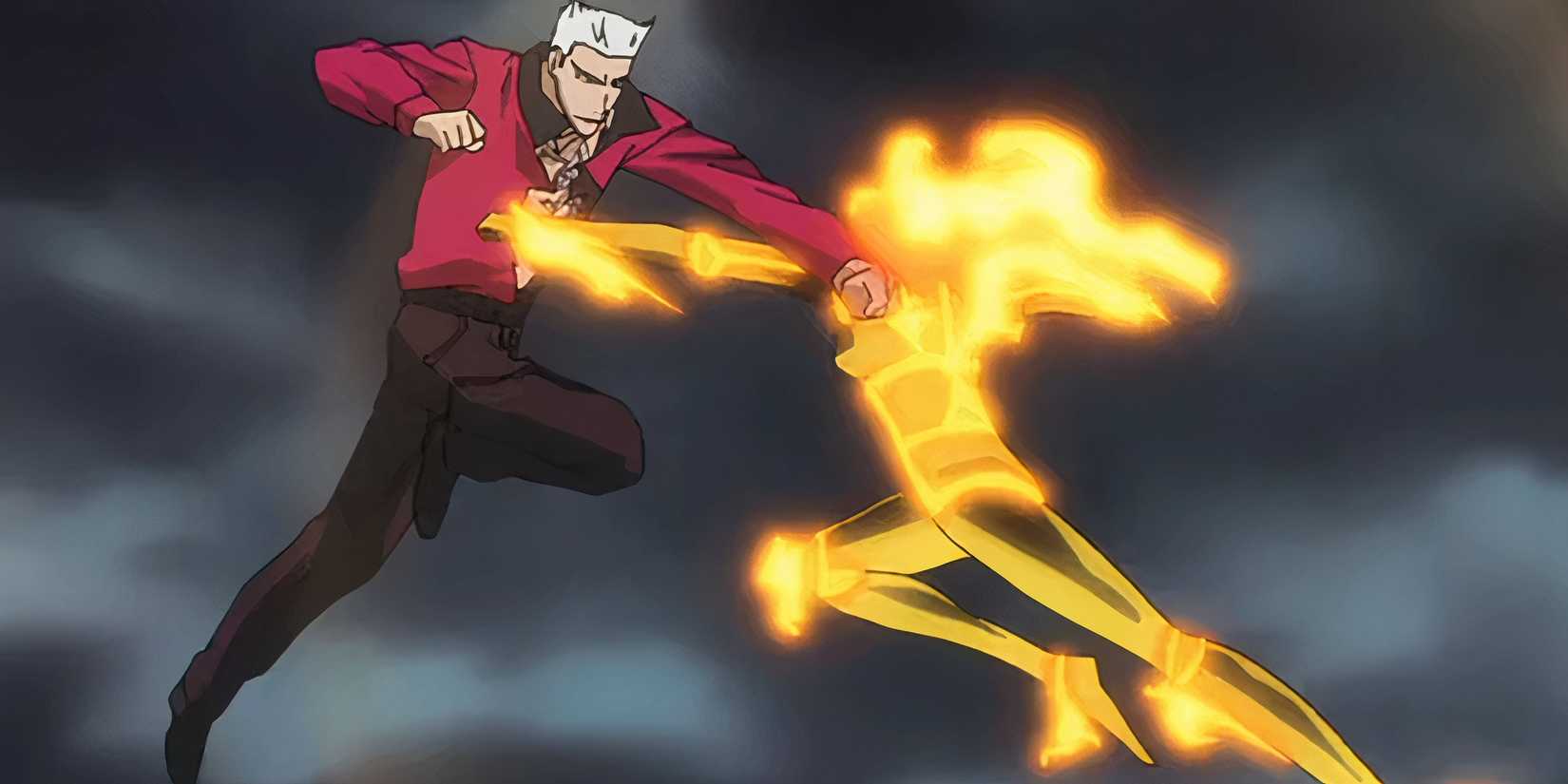 Kariya fights agains a golden fiery soul society member