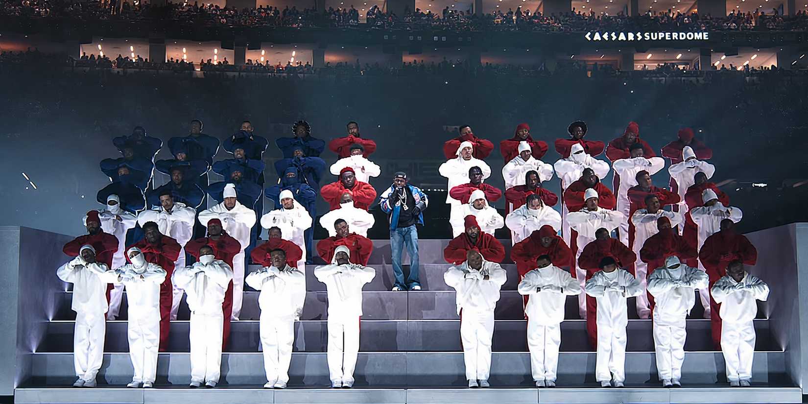 Kendrick Lamar performing Humble at Super Bowl