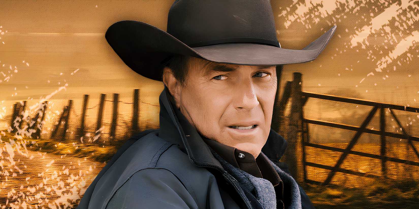 Kevin Costner as John Dutton looking concerned in Yellowstone