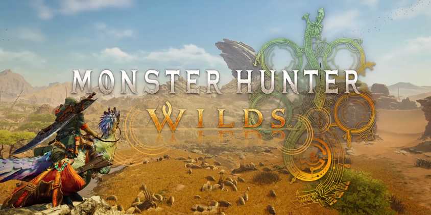 Key art from Monster Hunter Wilds shows a player character riding a Seikret, looking out at a vast landscape.