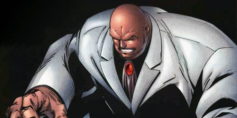 Marvel Comics' Kingpin looking down, shrouded in shadow.