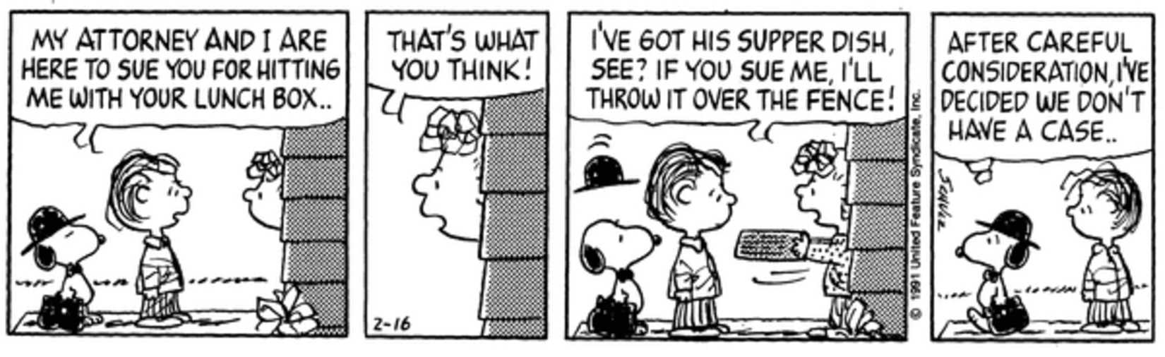 Linus and World Famous Attorney at Sally's door.