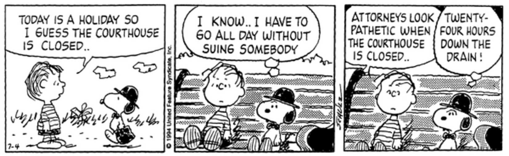 Linus and World Famous Attorney sitting on a bench.