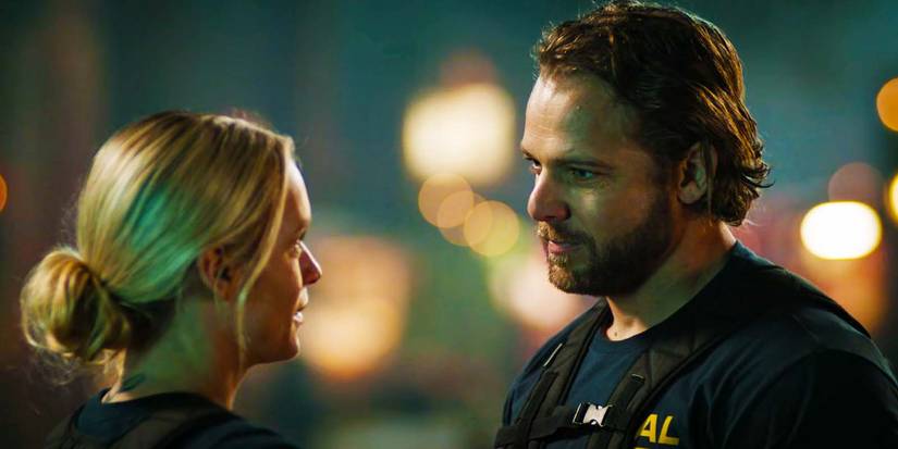 Leven Rambin as Audrey James and Max Thieriot as Bode Leone in Fire Country season 3 episode 11