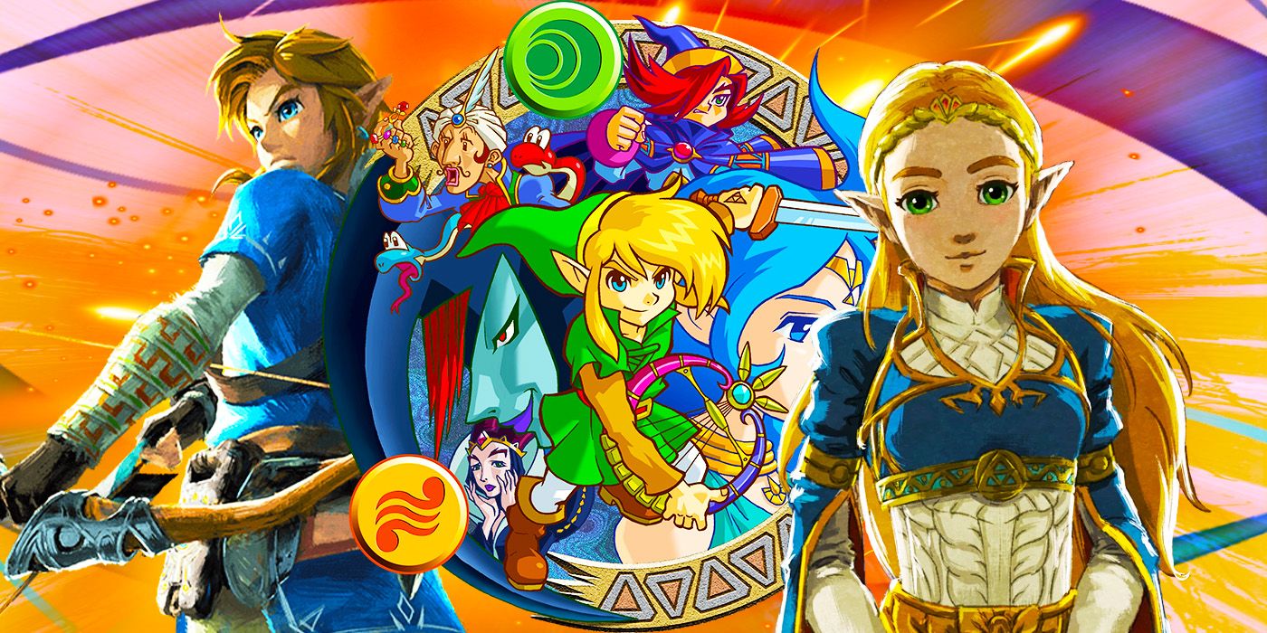 Link and Zelda from various games