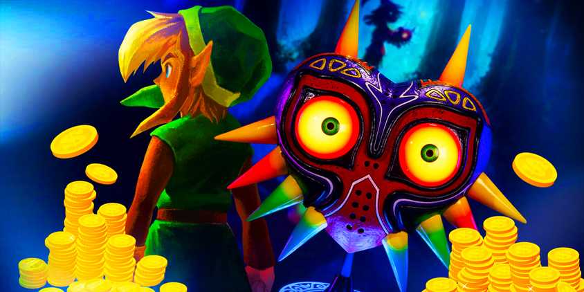 Link from A Link Between Worlds with majora's Maks and coins