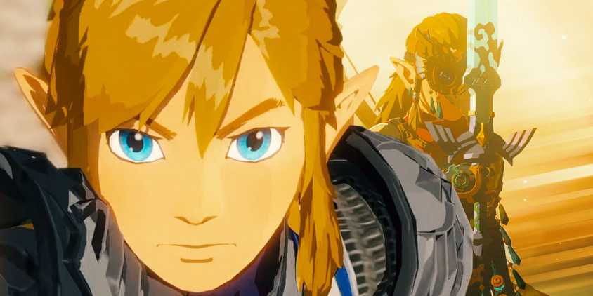 Link looking serious with the Master Sword