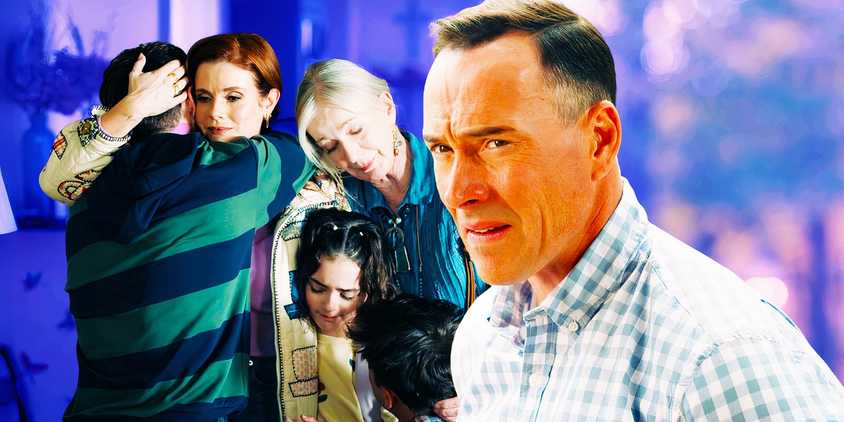 Logan Allen as Kyle, JoAnna Garcia Swisher as Maddie, Ella Grace Helton as Katie, Caroline Lagerfelt as Paula, Carson Rowland as Ty, Chris Klein as Bill in Sweet Magnolias