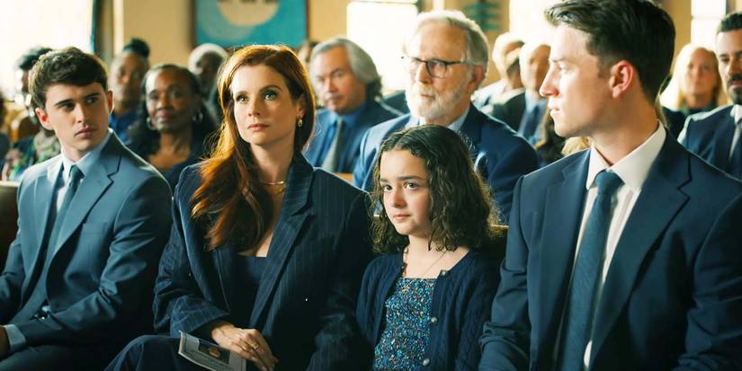 Logan Allen as Kyle, JoAnna Garcia Swisher as Maddie, Ella Grace Helton as Katie, Don Henderson Baker as Tripp and Carson Rowland as Ty in Sweet Magnolias season 4, episode 4