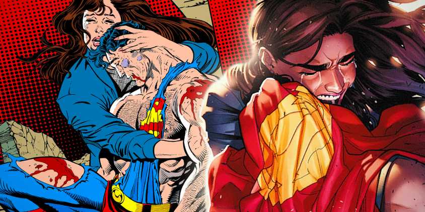 Lois Lane Crying Over Death of Superman in Comic Art
