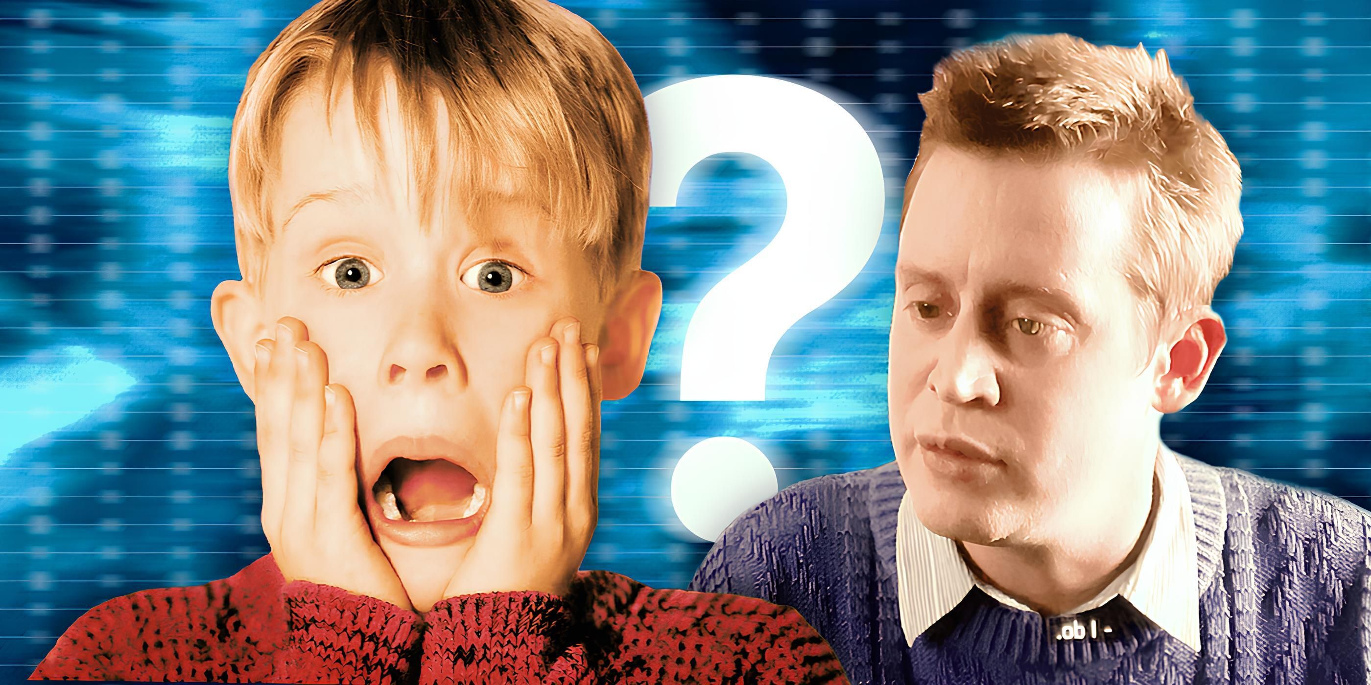 Macaulay Culkin in Home Alone Next to him as an Adult