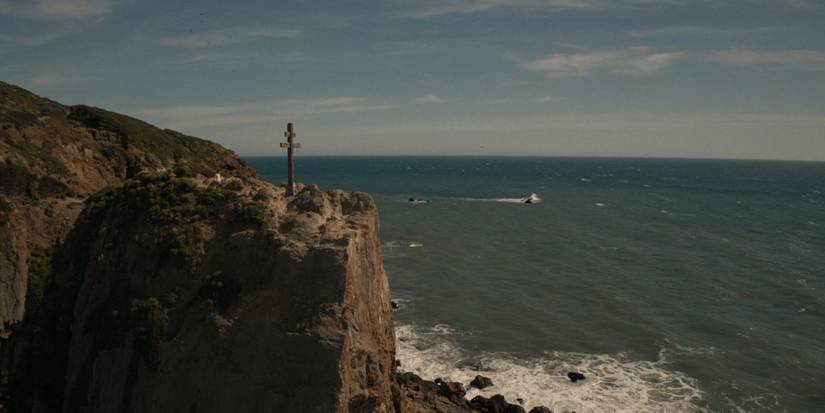 Still of the seaside from The Gorge