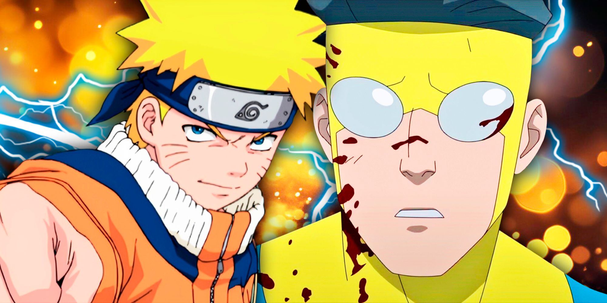 Mark Grayson from Invincible looking shocked next to Naruto