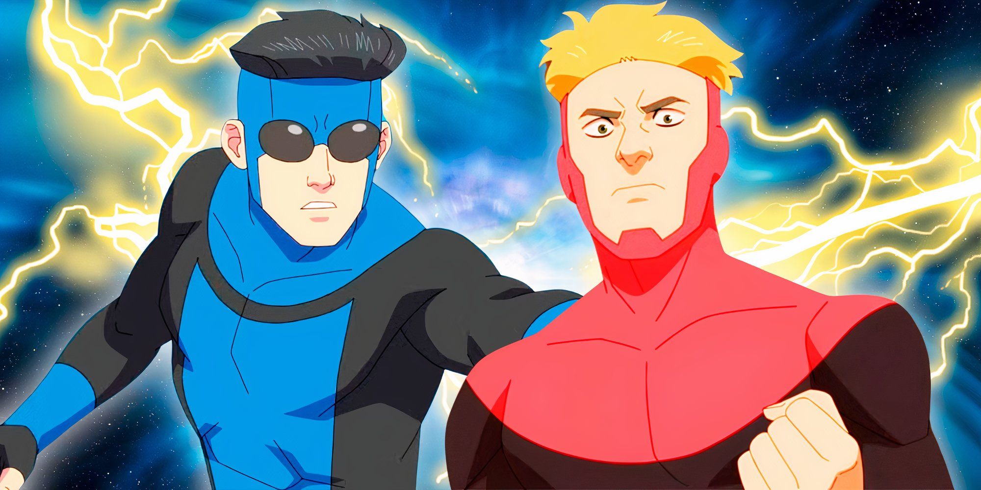 Mark Grayson (Invincible) and Powerplex looking angry in Invincible season 3