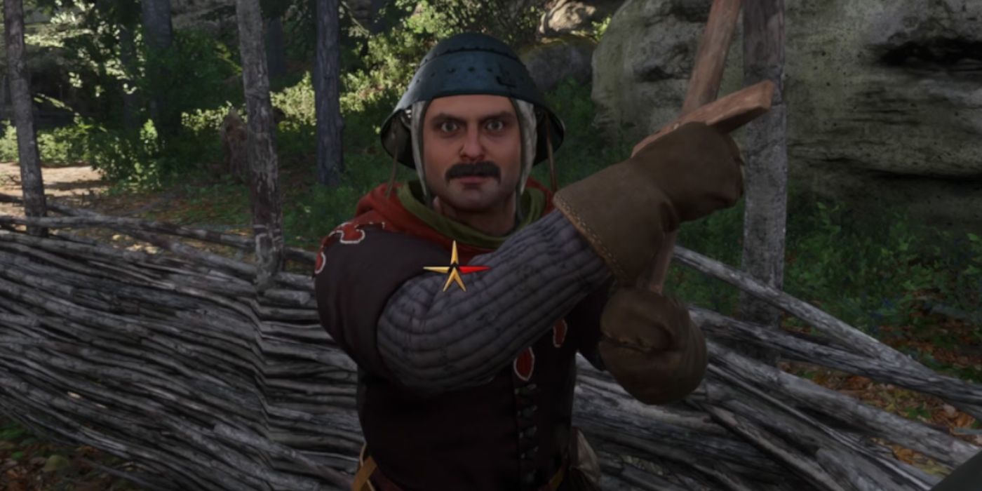 Master Tomcat teaching the horizontal slice in Kingdom Come Deliverance 2
