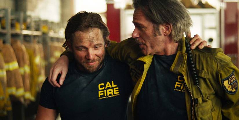 Max Thieriot as Bode Leone and Billy Burke as Vince Leone in Fire Country season 3, episode 9
