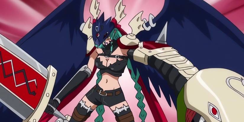 Mervamon in the anime after fusing with Bellzemon.