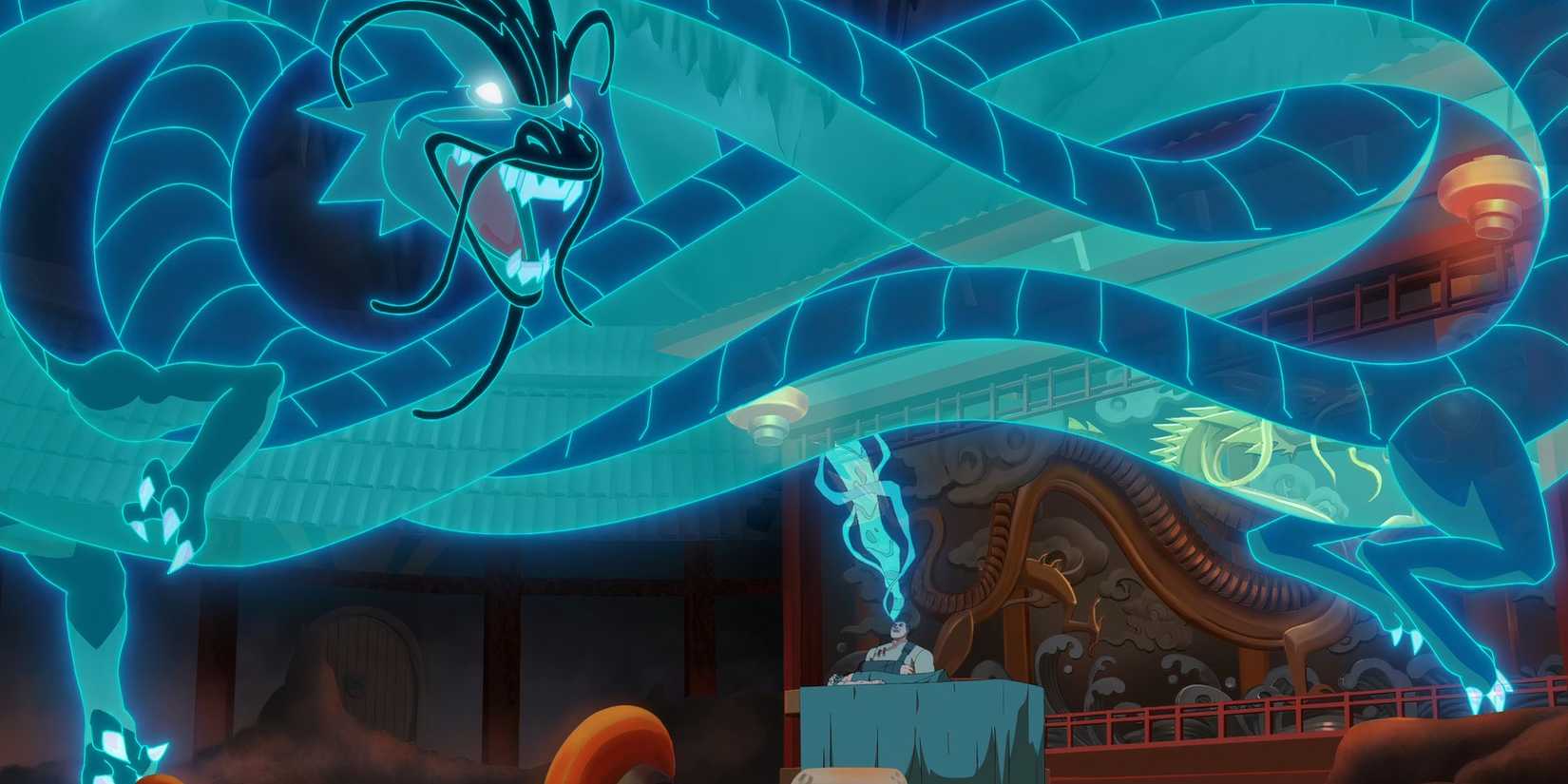 Mister Liu's bodyguard releasing a dragon spirit into Liu's injured body in Invincible season 3