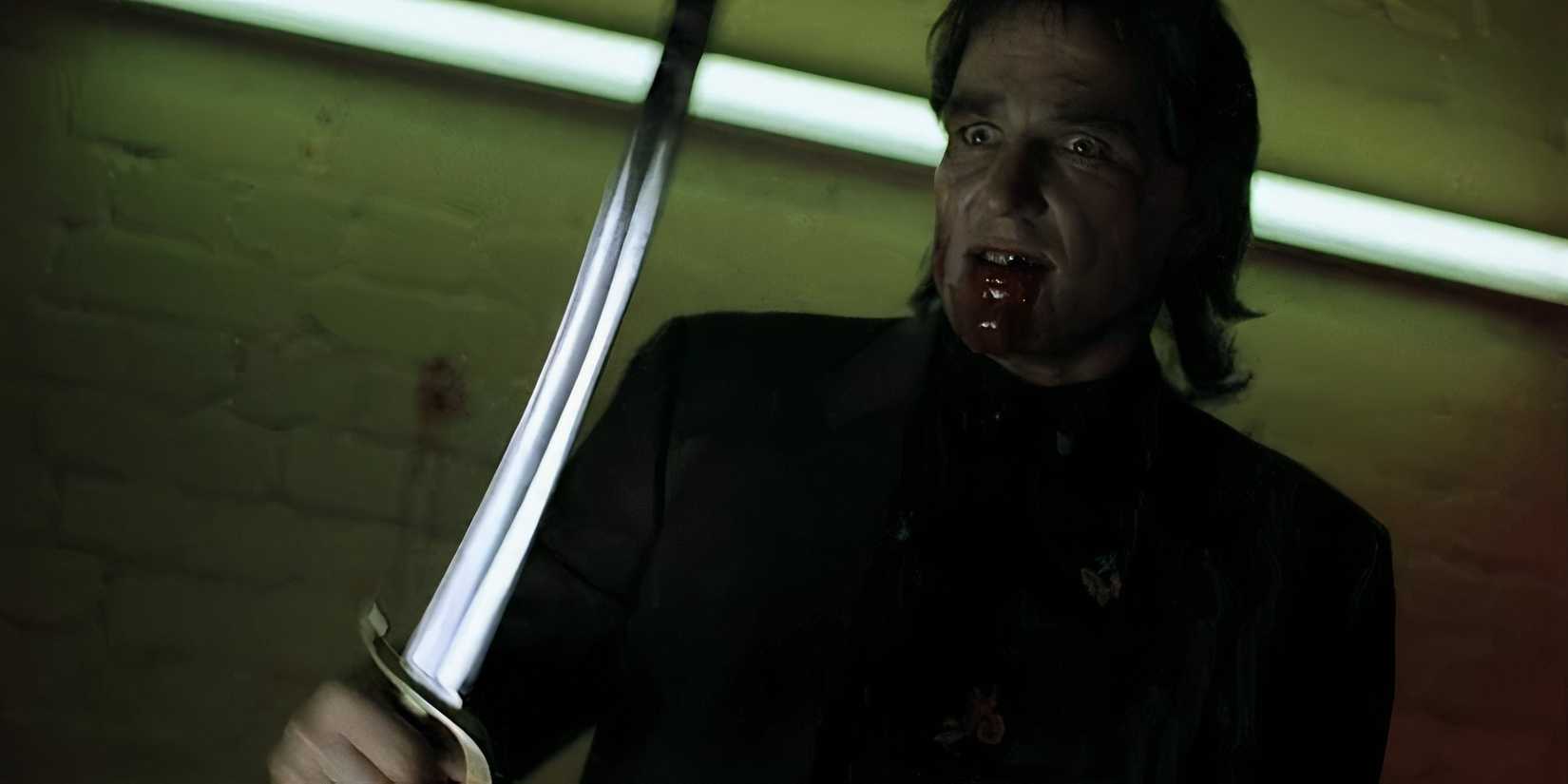 Vinnie Jones brandishing a blade as Bullet-Tooth Tony in Snatch