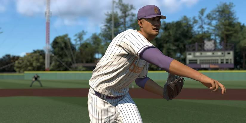 MLB The Show 25 Pitcher throwing a ball.